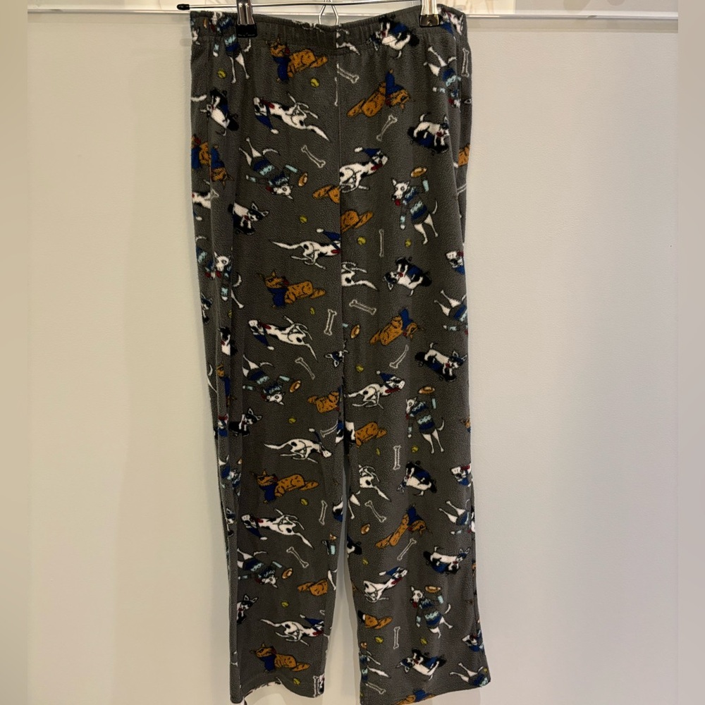 Dog patterned grey pajama bottoms